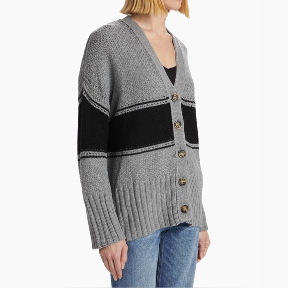 ATM Anthony Thomas Melillo Wool Blend Oversized Cardigan - Cloud Grey/Black
